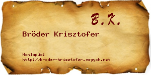 Bröder Krisztofer névjegykártya